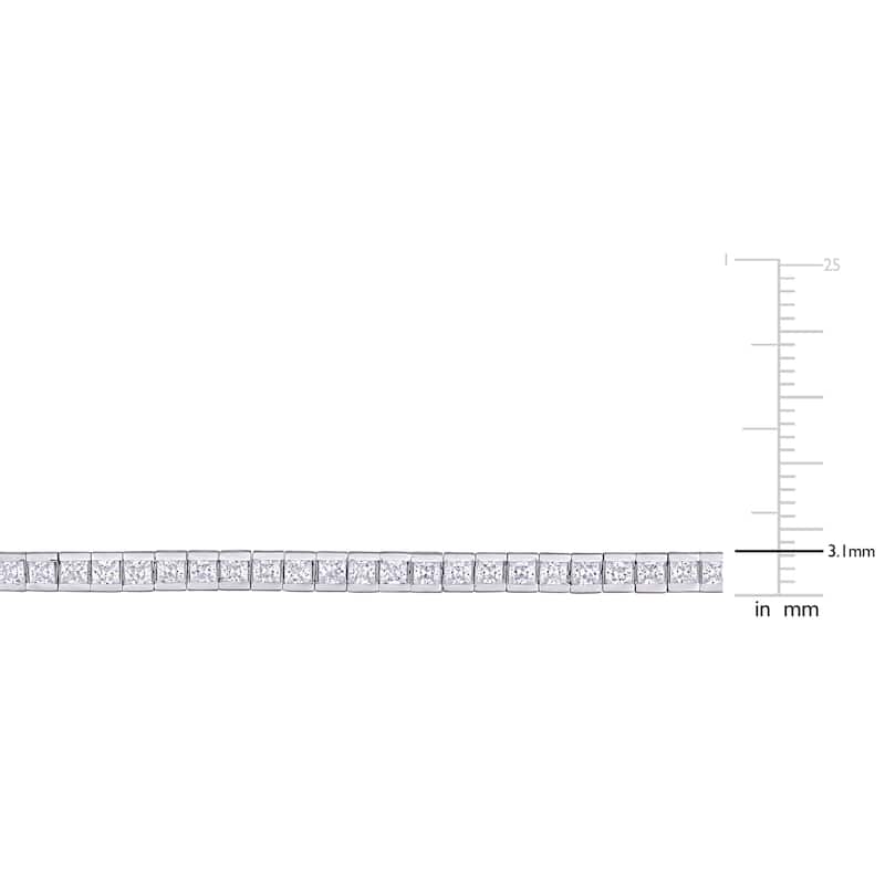 Miadora 4 1/3 CT TGW White Cubic Zirconia Tennis Bracelet in Sterling Silver - 7 in x 3 mm x 2.5 mm
