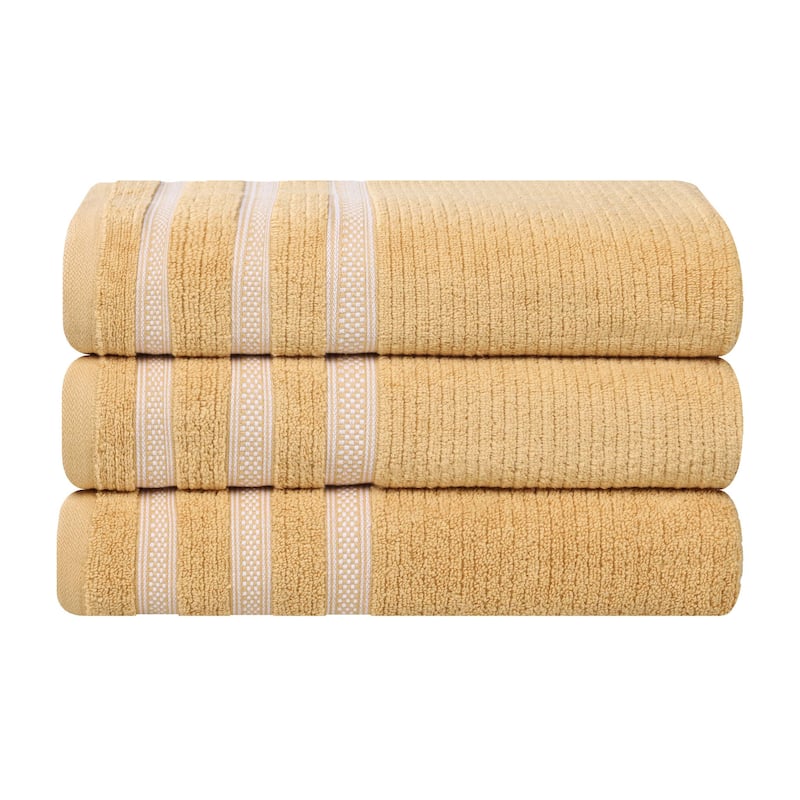 Superior Brea Zero Twist Cotton Ribbed Modern Bath Towel Set of 3