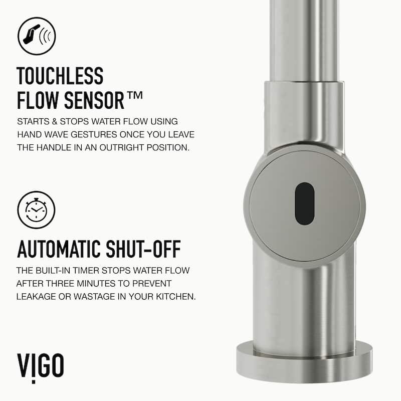 VIGO Gramercy 17" H Single Handle Pull-Down Spout Kitchen Faucet with Touchless Sensor