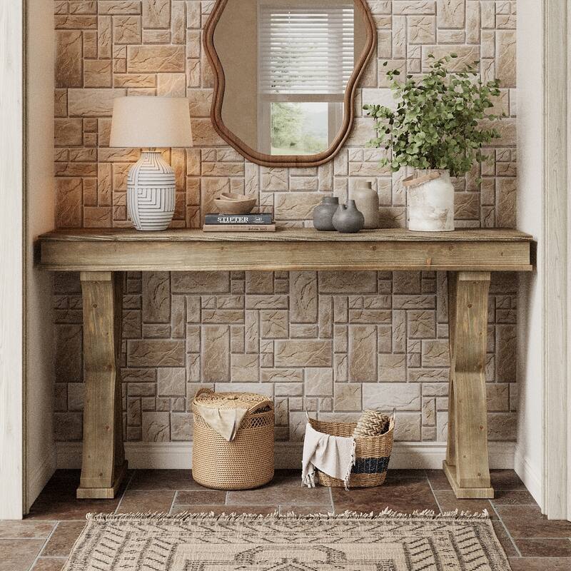 Solid Wood Console Table, Entryway Table, Long Sofa Side Hallway Foyer Table for Living Room