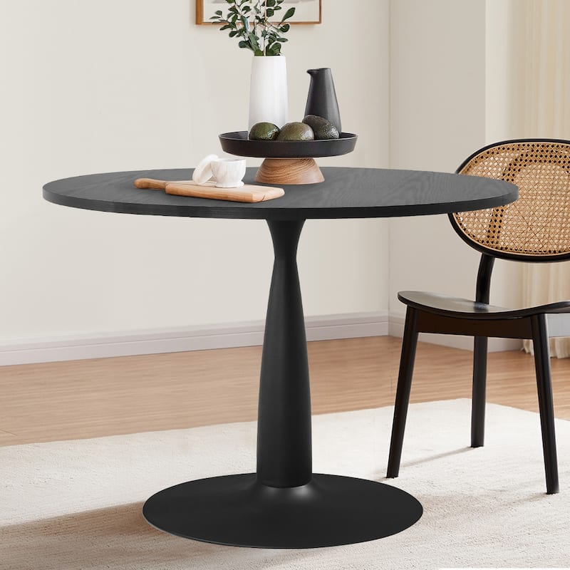 Pedestal Round DiningTable - 34.5"X34.5"X29.5" - Black
