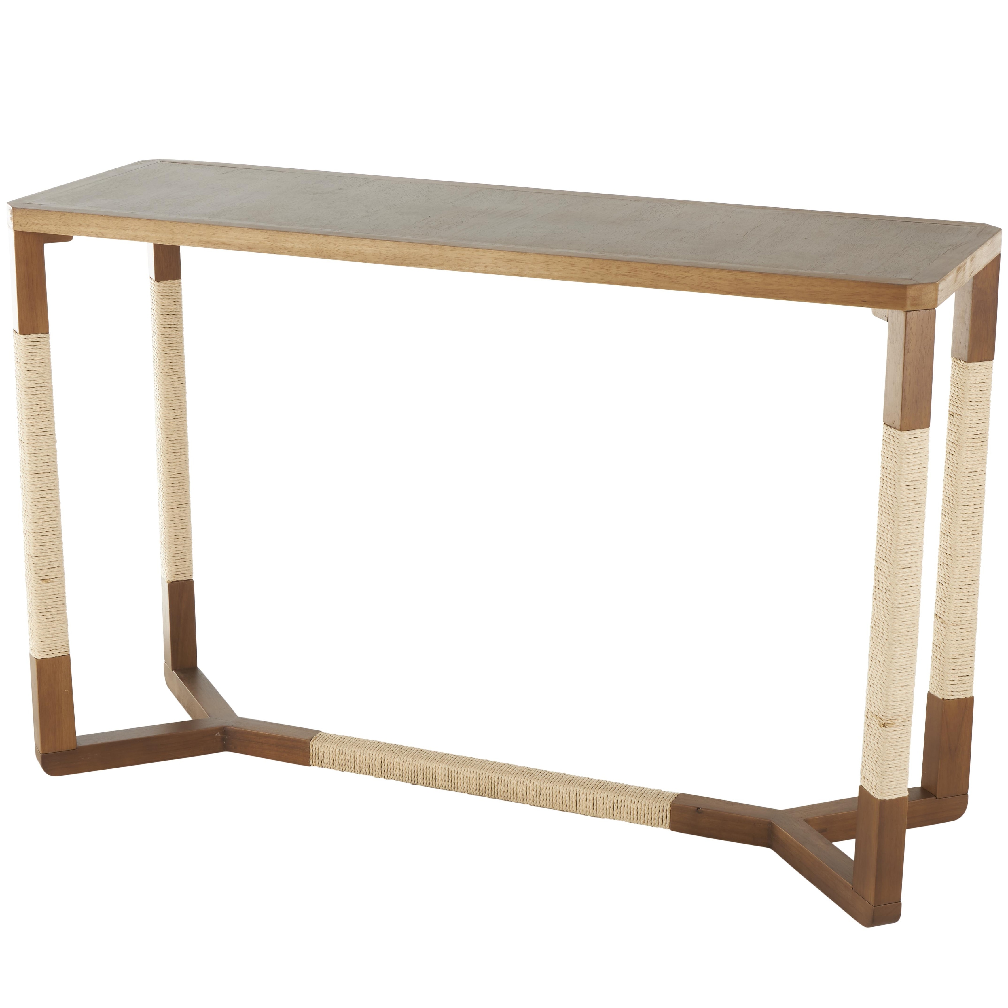Wooden Rectangular Console Table with Rope Wrapped Frame - Brown - Roche River Decor