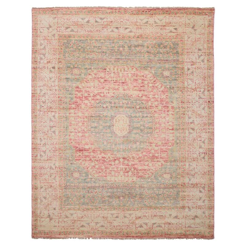 ECARPETGALLERY Hand-knotted Mamluk Dark Grey, Pink Wool Rug - 8'0 x 10'1