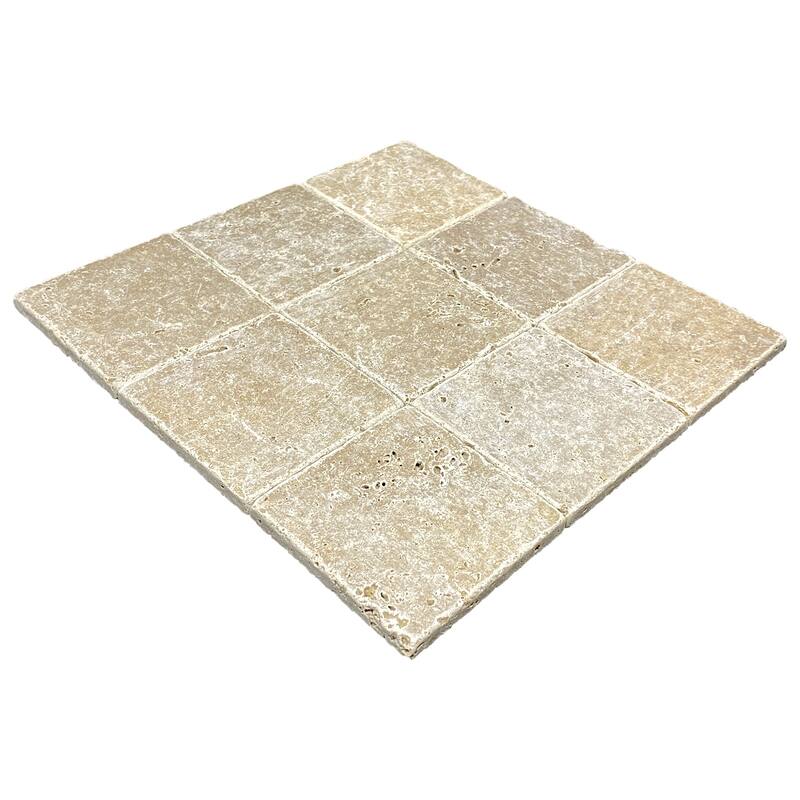 Tuscany Brown Travertine 4" x 4" Tumbled Tile