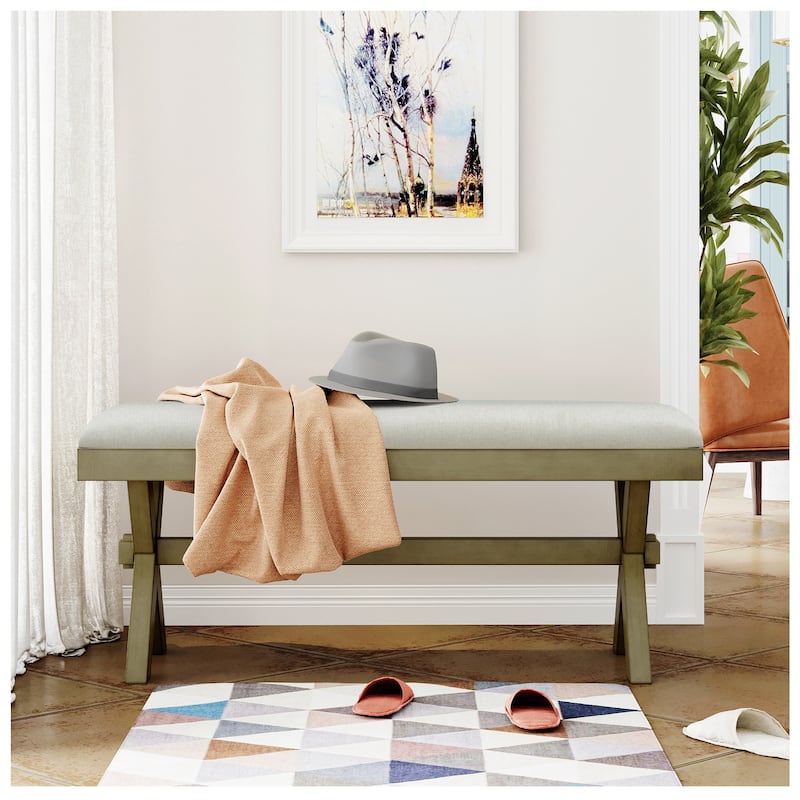 Small Bench Gray and Green Colored - Bench for Living Room - Grey