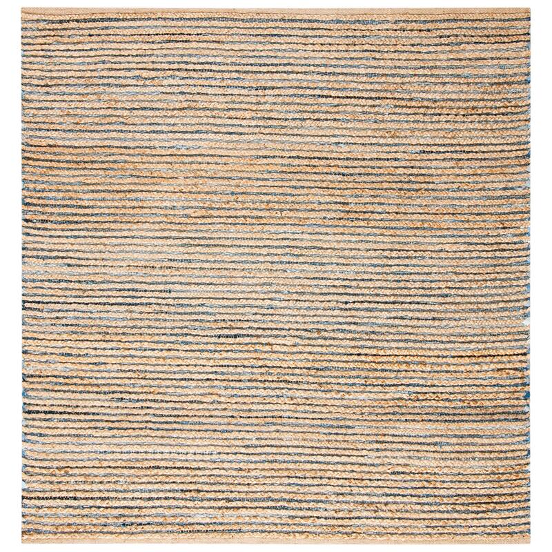 SAFAVIEH Handmade Cape Cod Anjana Coastal Jute Rug - 6' Square - Natural/Blue