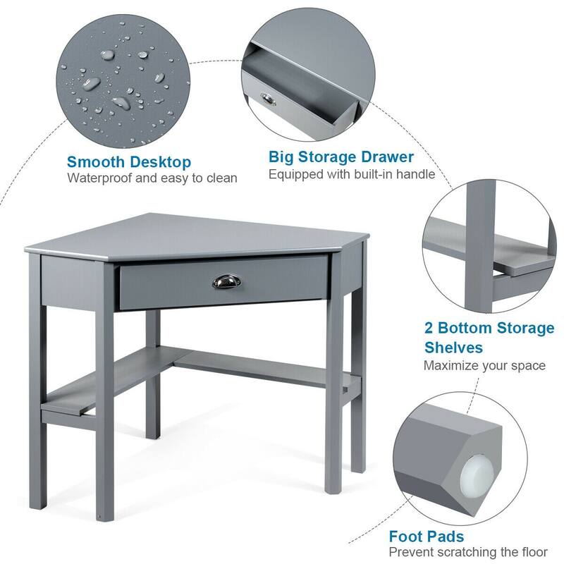 Gymax Corner Computer Desk Laptop Writing Table Workstation W/ Drawer