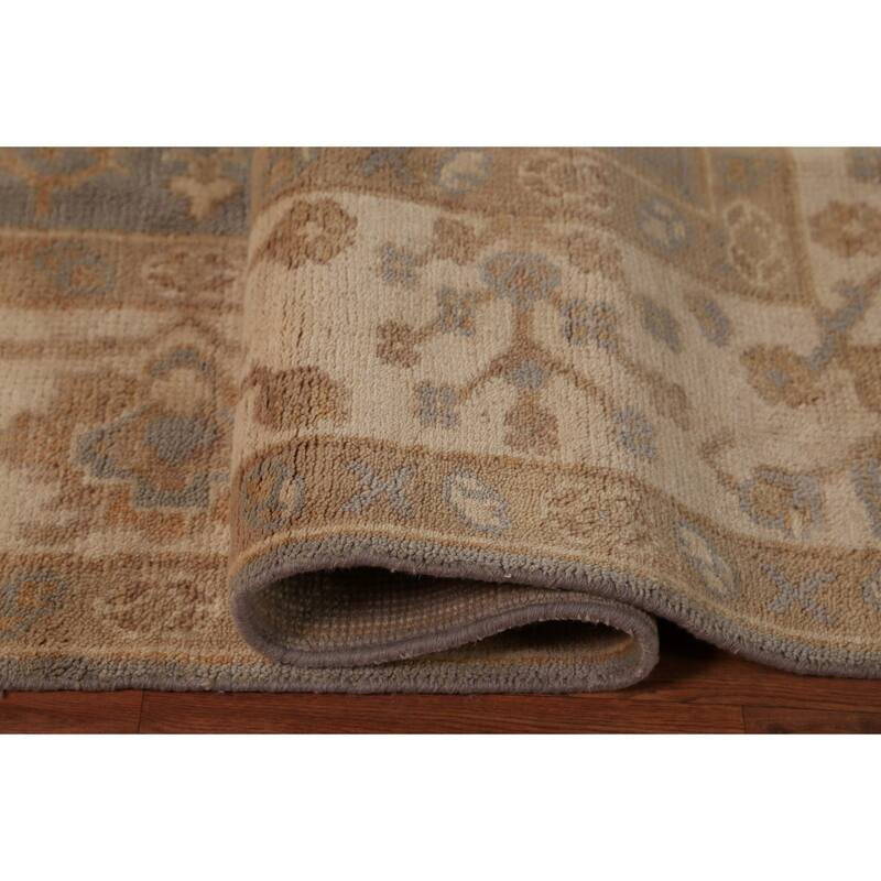 Gray Oushak Indian Area Rug Hand-Knotted Transitional Wool Carpet - 8'5"x 9'11"