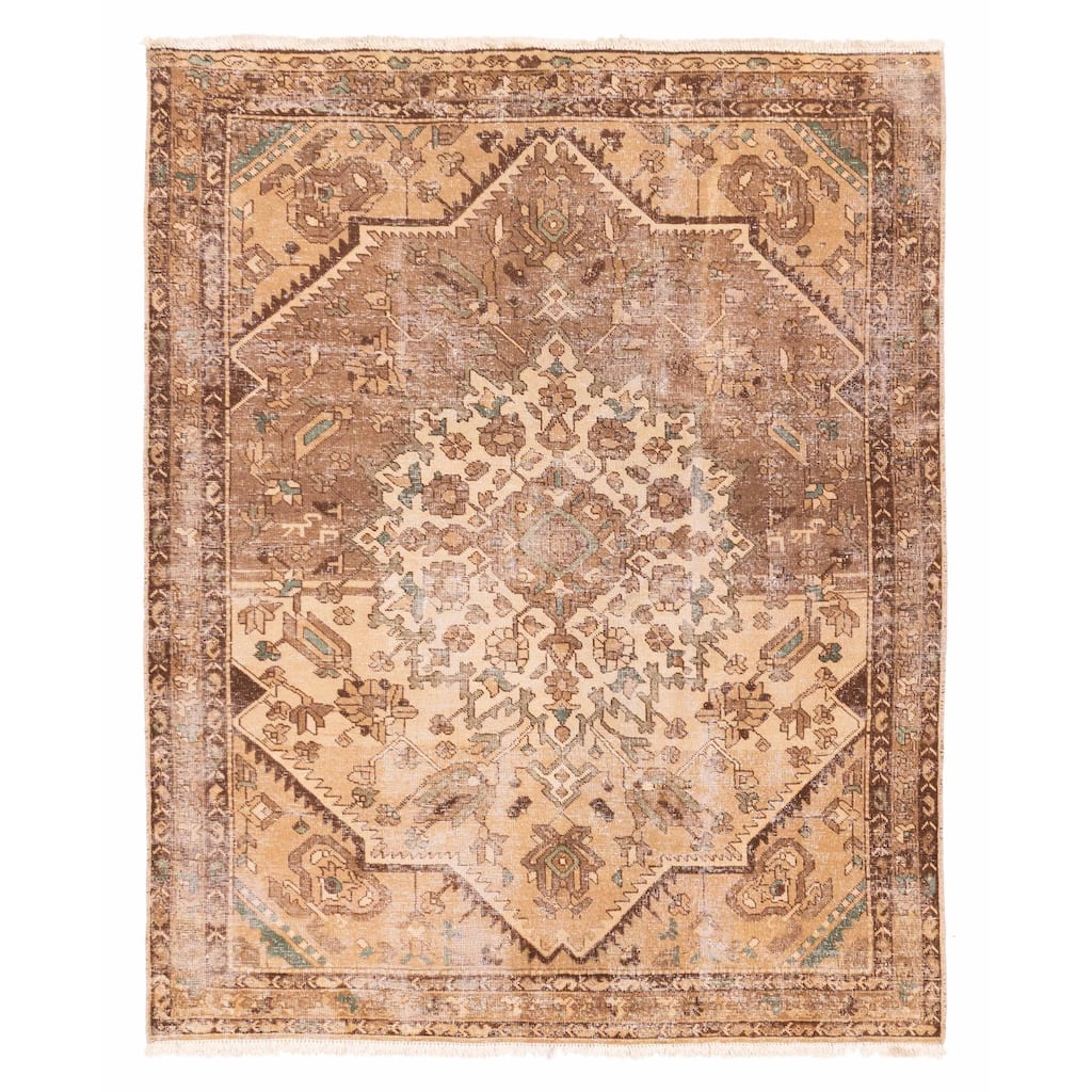 ECARPETGALLERY Hand-knotted Antalya Vintage Brown Wool Rug - 5'3 x 6'7