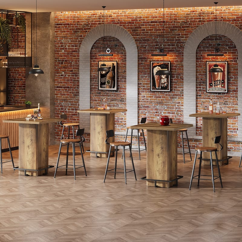 High Wood Bar Table, Bistro Pub Table, Dining Coffee Cocktail Living Room Accent Pub Desk