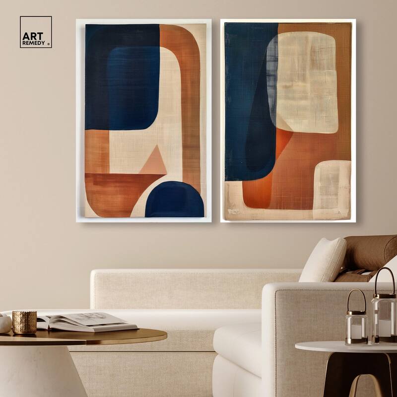 Blue Cream Set Canvas Set of 2 by Art Remedy, Gallery Wrapped