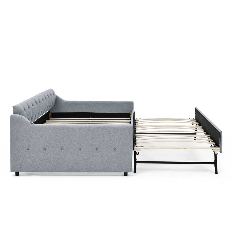 Upholstery Daybed with Erectable Trundle & USB Design