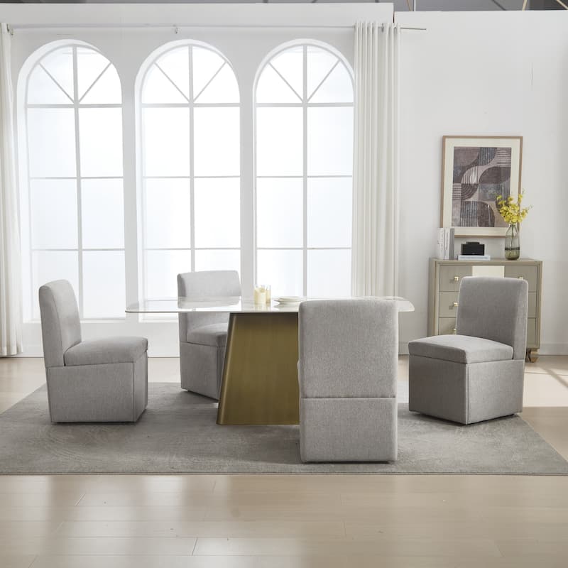 360 Degree Swivel Dining Chairs Set of 2 Swivel Dining Room Chairs Kitchen Chairs Casters & Storage Comfy Modern Rolling Chair