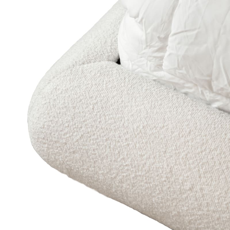 Furniture of America Nilo Modern White Boucle Upholstered Platform Bed
