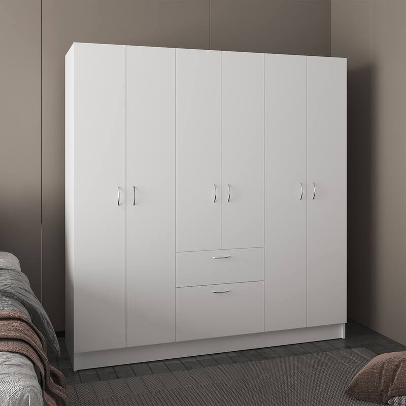 Mitu Six Doors Armoire , White - N/A - White