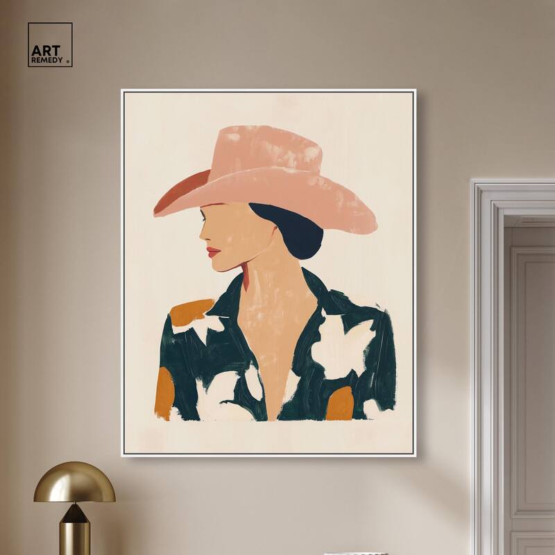 Woman in the Pink Hat Canvas by Art Remedy