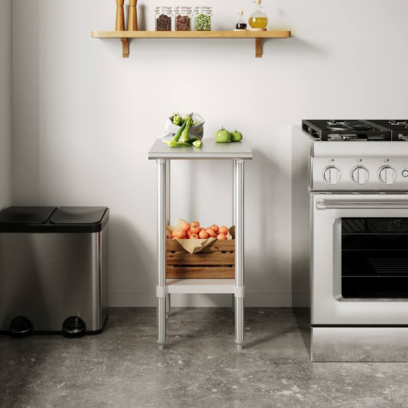 Stainless Steel 18 Gauge Work Table with Undershelf