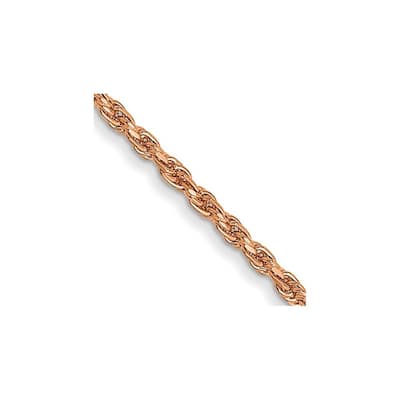 Curata 14K Rose Gold Solid 7" 1mm Sparkle Cut Rope Bracelet