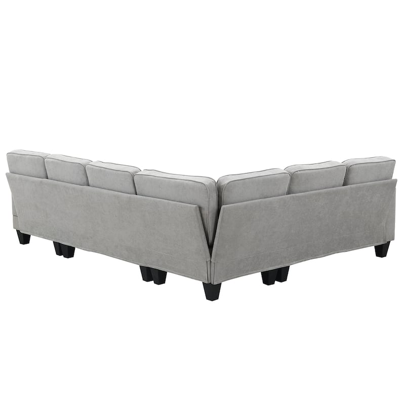 Grey 108" Modern U-Shaped 7-Seater Sofa Set with Pillows