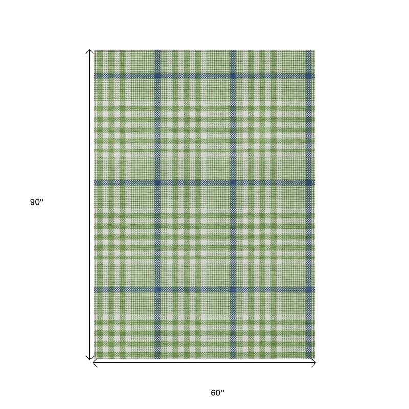 HomeRoots Plaid Transitional Rectangle Outdoor Rug