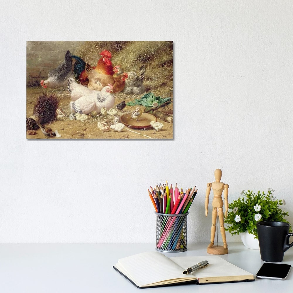 iCanvas "Hens Roosting With Their Chickens" by Eugene Remy Maes Canvas Print