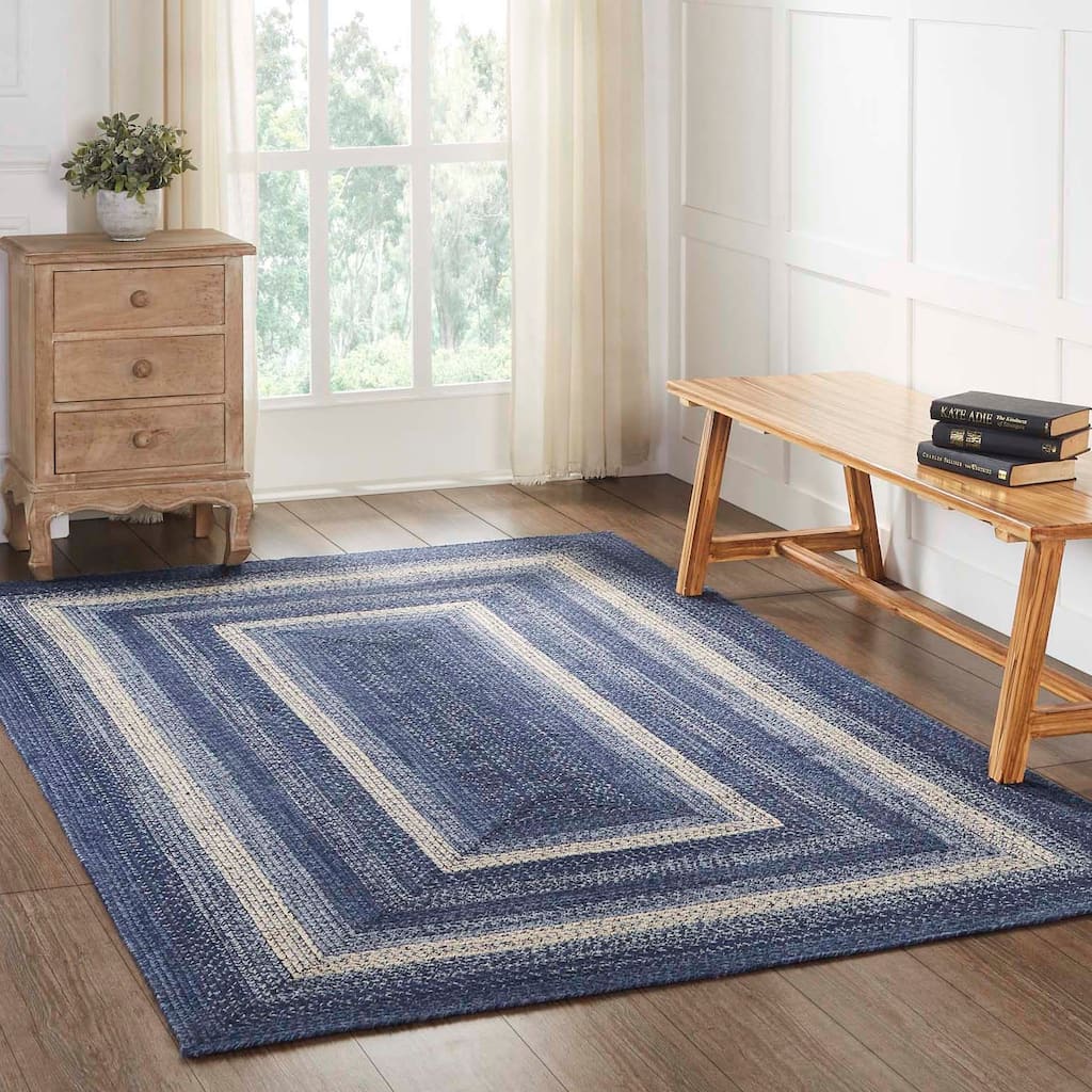 Great Falls Blue Jute Rug Rect w/ Pad 60x96 - 5' x 8' Rectangle
