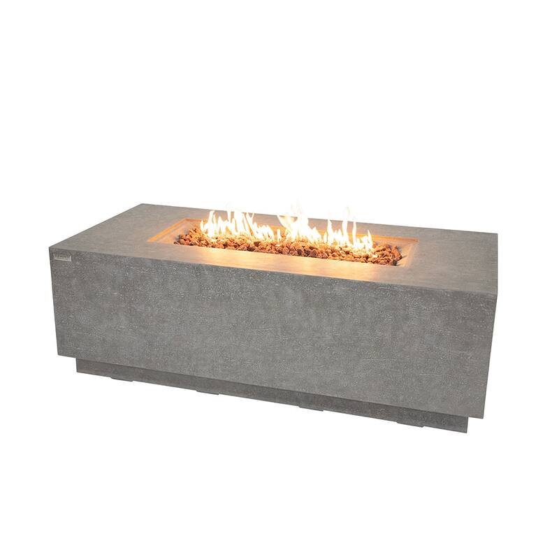 Elementi Andes Propane Fire Pit 60,000 BTUs - 66 x 32 Inches - 66 x 32 in. - Light Grey