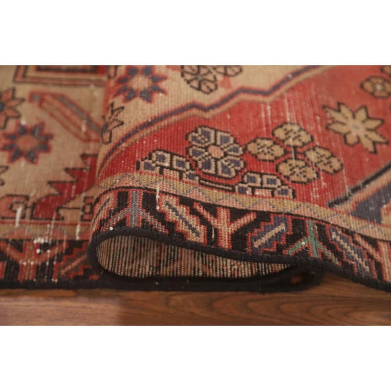 Distressed Tabriz Persian Vintage Rug Handmade Beige Wool Carpet - 3'4" x 5'0"