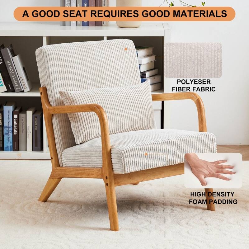Mid-century Modern Accent Chair with Upholstered Pillow