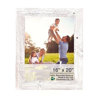 Rustic White Wood Single Picture Frame Reclaimed Finish Hanging Mount
