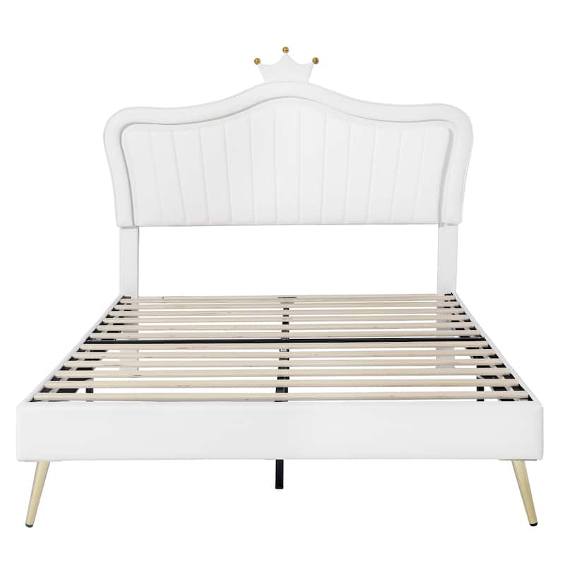 Queen Size Upholstered Bed Frame with LED Lights - Bed Bath & Beyond