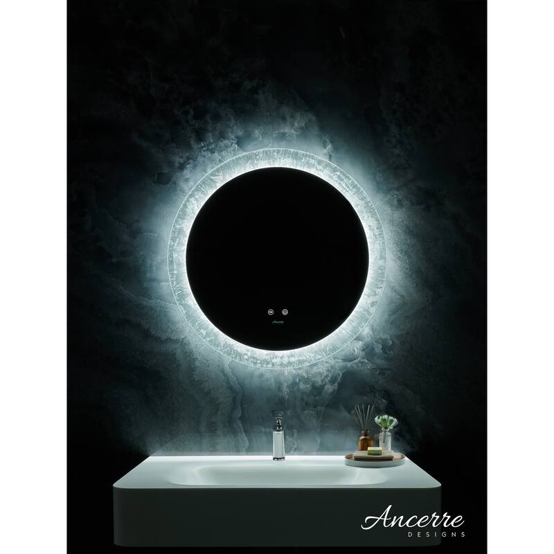 Frysta Round LED Frameless Bathroom Vanity Mirror with Dimmer and Defogger