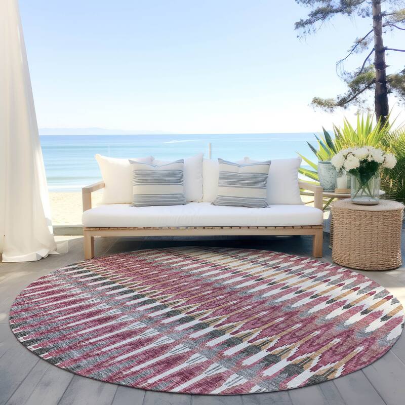 Machine Washable Indoor/ Outdoor Chantille Moroccan Boho Rug - Mauve - 8' x 8'