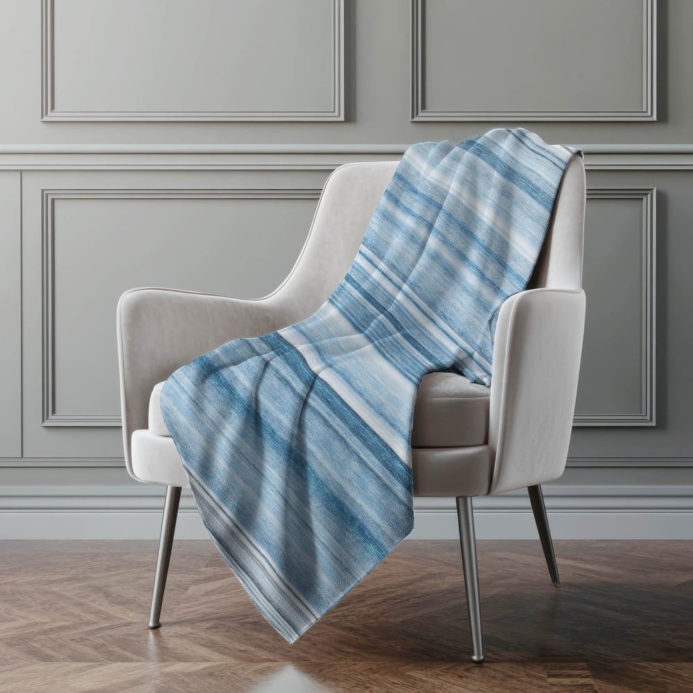 Premium Machine Washable Contemporary Stripes Sherpa Throw Blanket