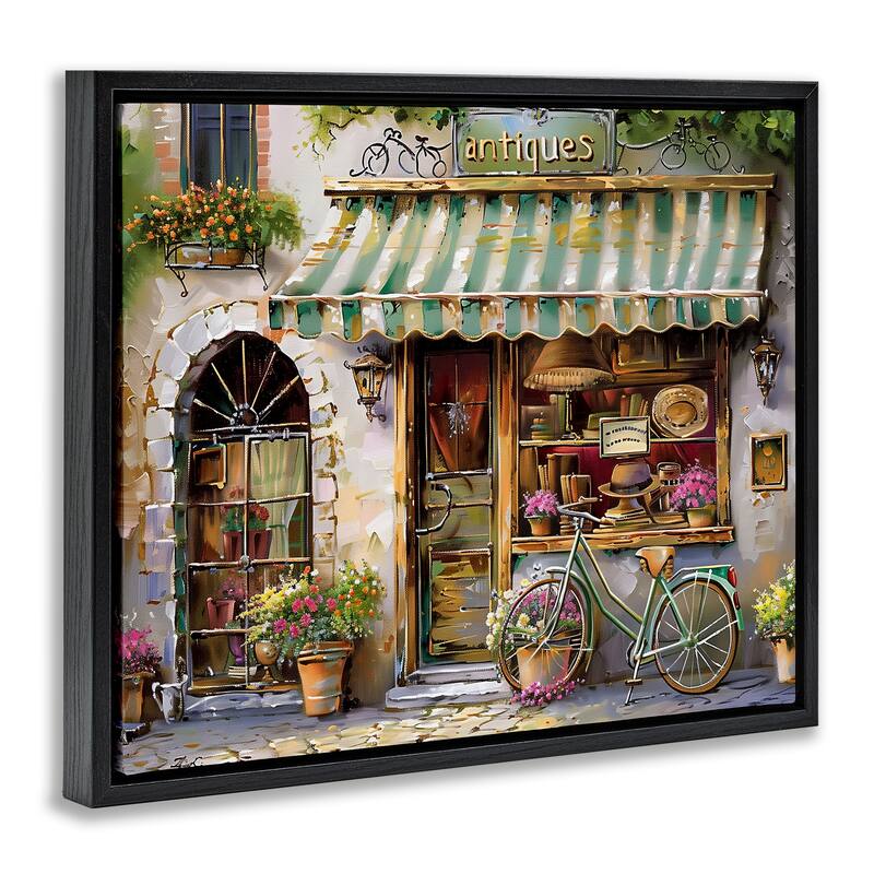Stupell Charming Antique Shop Framed Floater Canvas Wall Art Design By Arlington Prints
