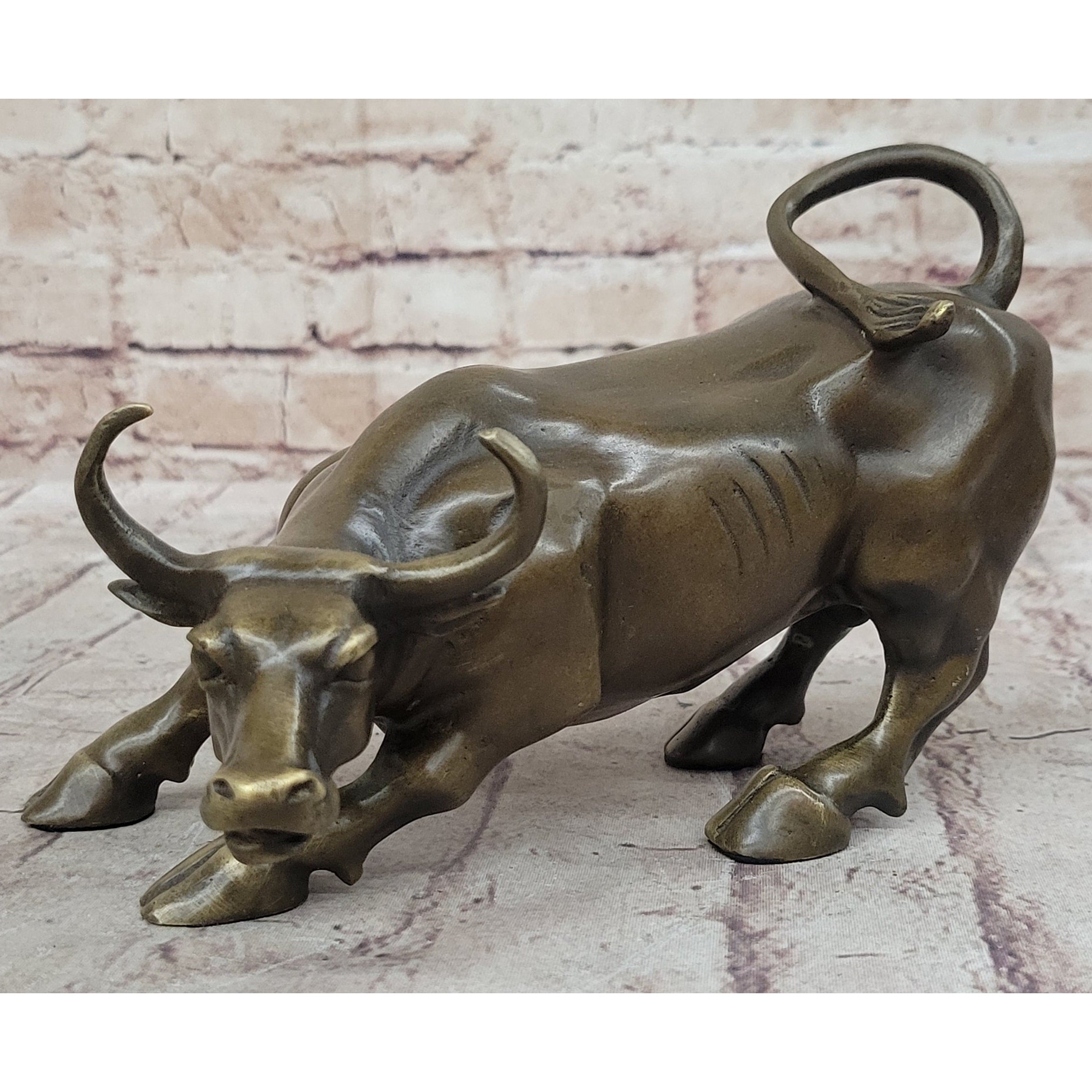 Wall Street Bull Miniature Hot Cast Bronze Sculpture Statue Lost Wax Casting