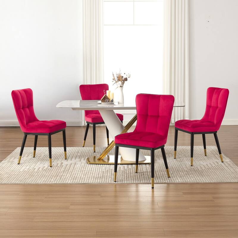 Modern Velvet Upholstered Dining Chairs, Set of 2/4 - 35.8"H x 18.9"W x 23.2"D