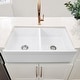 preview thumbnail 6 of 12, Highpoint Collection Fireclay 33-inch Double Bowl Fireclay Farmsink