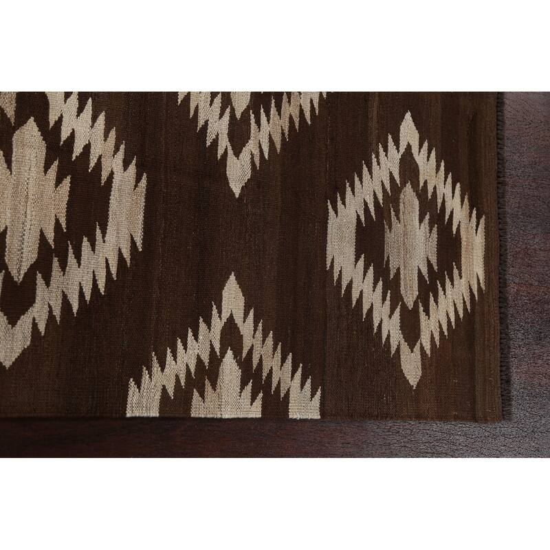 Natural Dye Contemporary Tribal Kilim Wool Area Rug Flat-woven Carpet - 4'8" x 6'8"