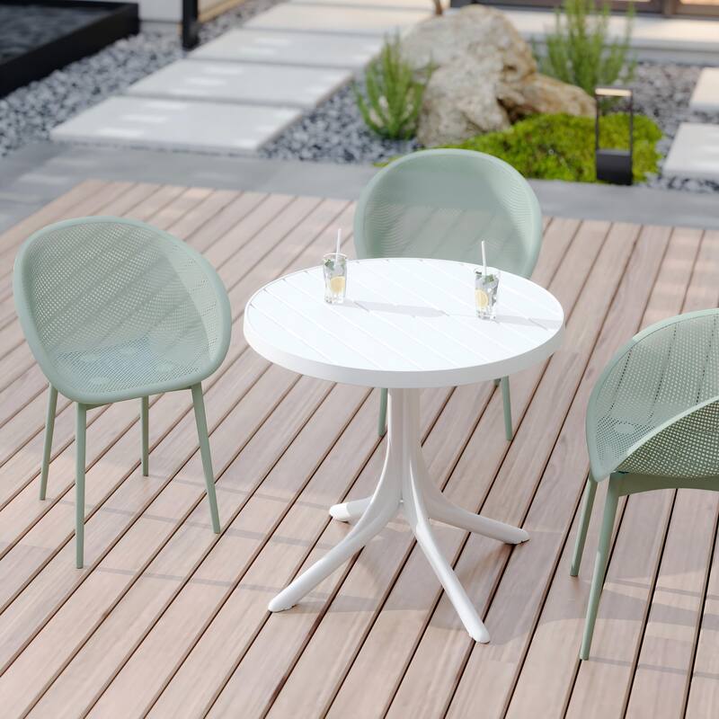 Malwee 2 PCS Indoor/Outdoor All-Weather PP Plastic Chairs, Modern Lounge Seat, Lightweight for Patio, Beach, Living Room
