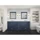Dukes 80 in. W x 22 in. D Navy Blue Double Bath Vanity, Carrara Marble Top, Faucet Set, and 30 in. Mirrors