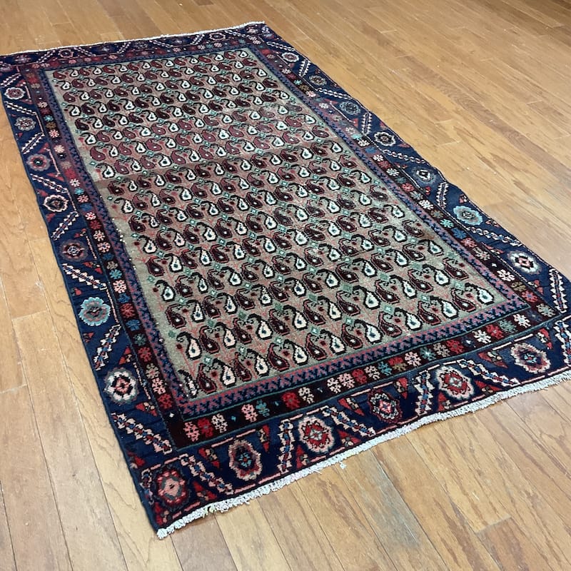 HERAT ORIENTAL Antique 1960's Handmade Hamadan Wool Rug - 3'6" x 6'