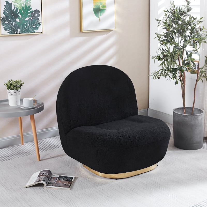 Modern Velvet Swivel Accent Chair - Black