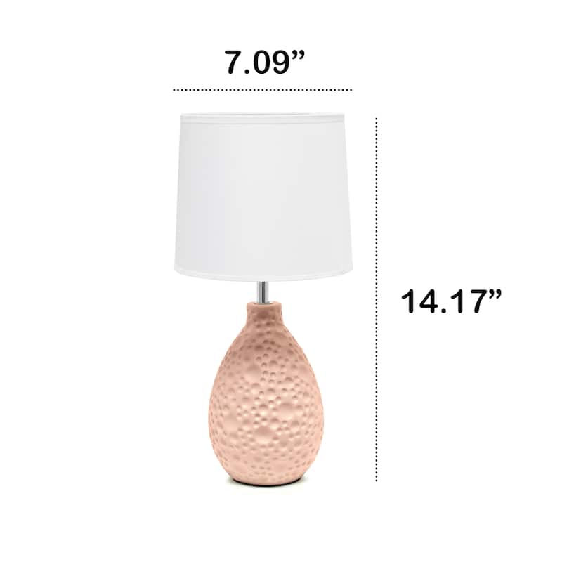 14.17" Textured Tear Drop TableLamp with White Fabric Shade