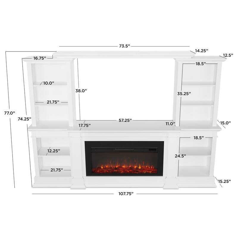 Monte Vista 108" TV Stand Electric Fireplace in White by Real Flame