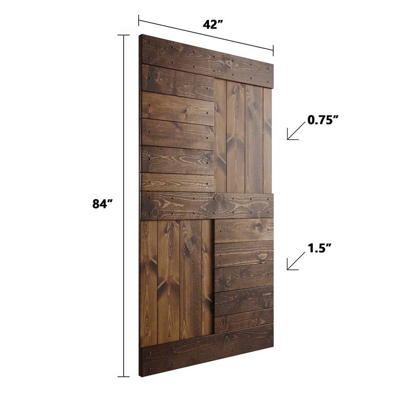 Coast Sequoia 48in/60in/72in/84in x 84in S Series Pine Wood Double Sliding Barn Door With Hardware Kit