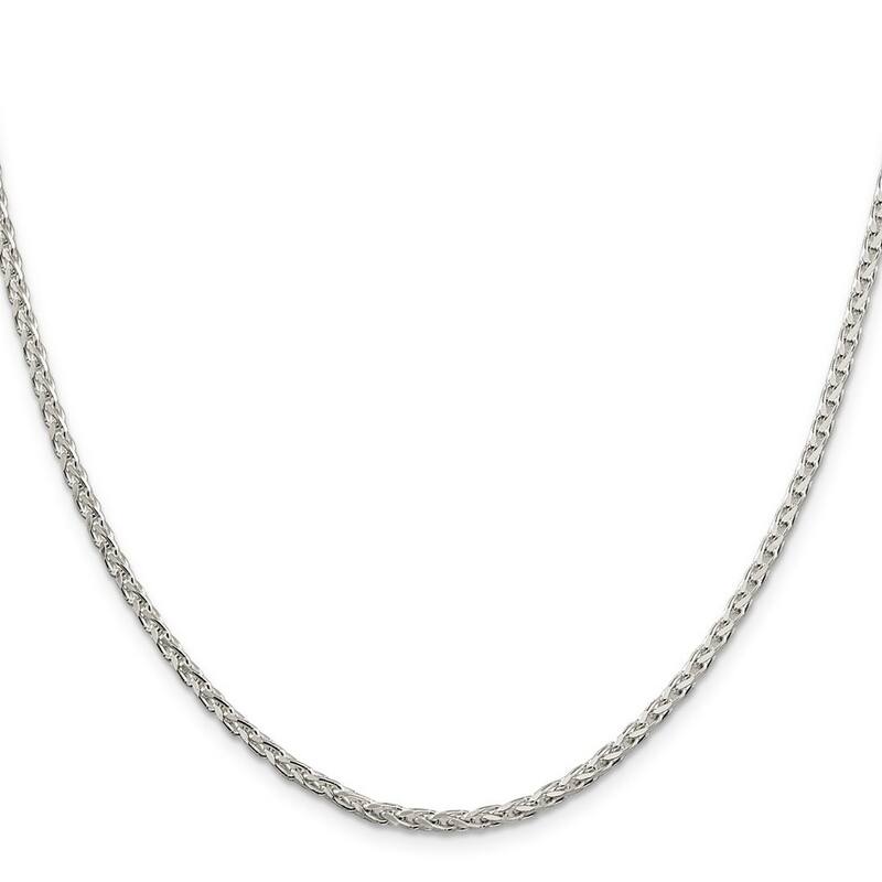 Curata 925 Sterling Silver 2.75mm Diamond Cut Spiga Chain Necklace