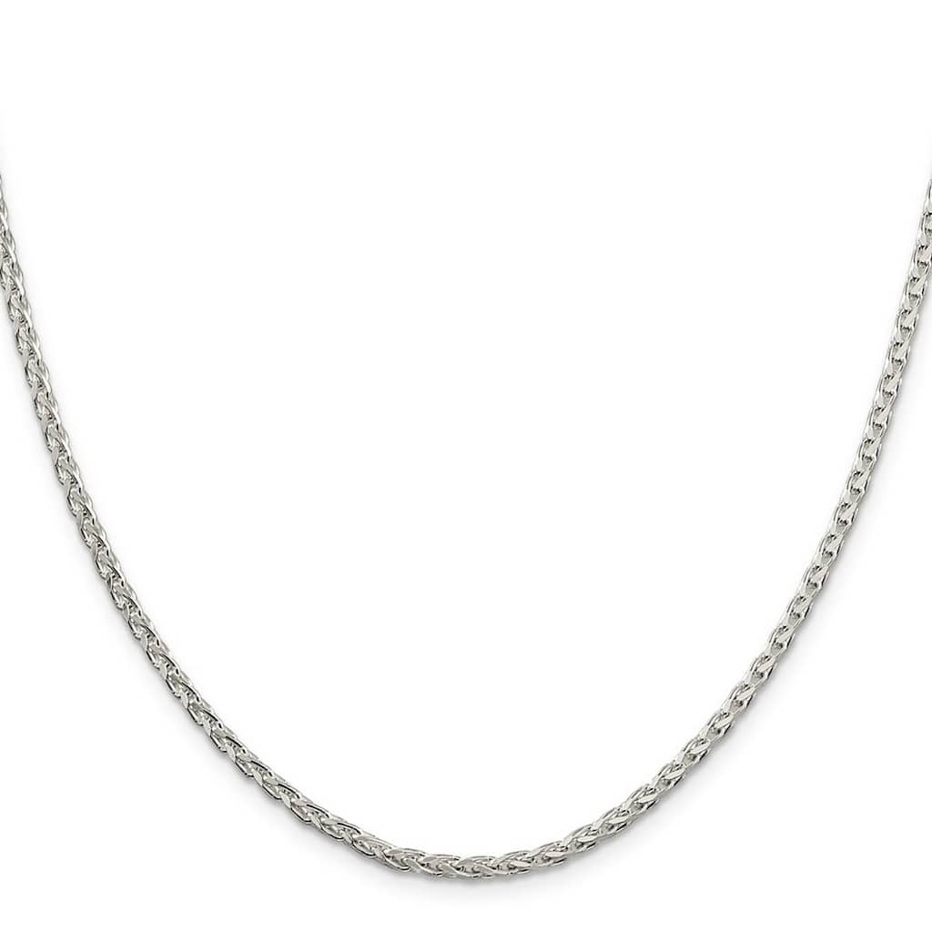 Curata 925 Sterling Silver 2.75mm Diamond Cut Spiga Chain Necklace