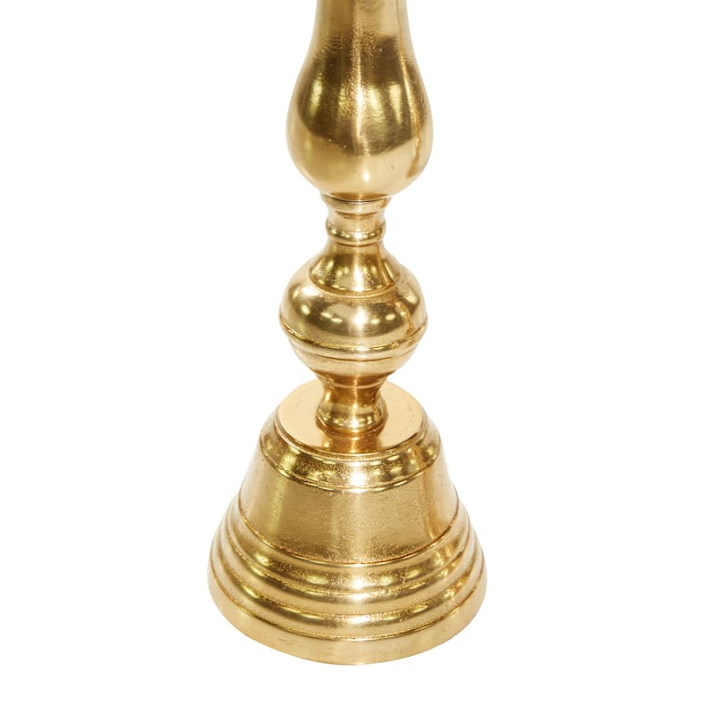 Aluminum Metal Hurricane Lamp - Set of 2 Gold - Roche River Decor - 5"W x 5"L x 32"H