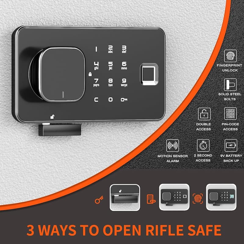 53" Assembled In Wall Hidden Gun Safe Cabinet with 3 Removable Shelves and 1 Adjustable Rack